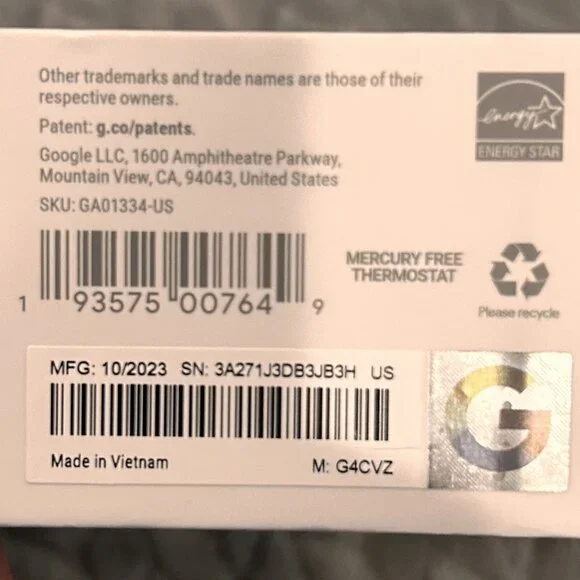 Google Nest Smart Thermostat SKU GA01334-US NIB Never Opened - Picture 7 of 8